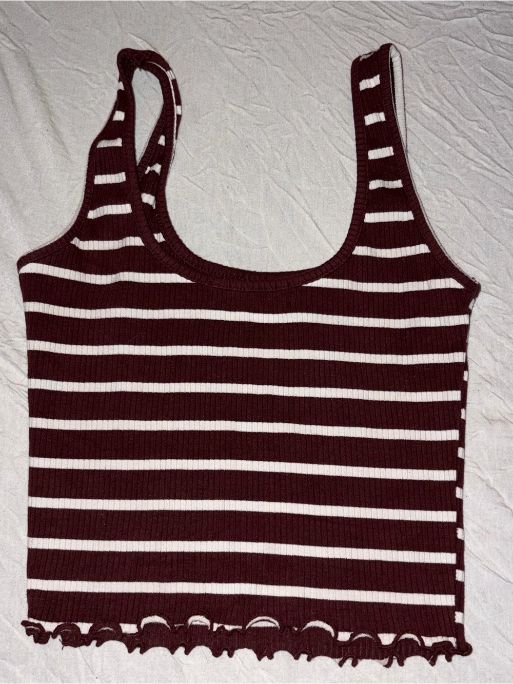 Striped Ribbed Tank Top in brown and White